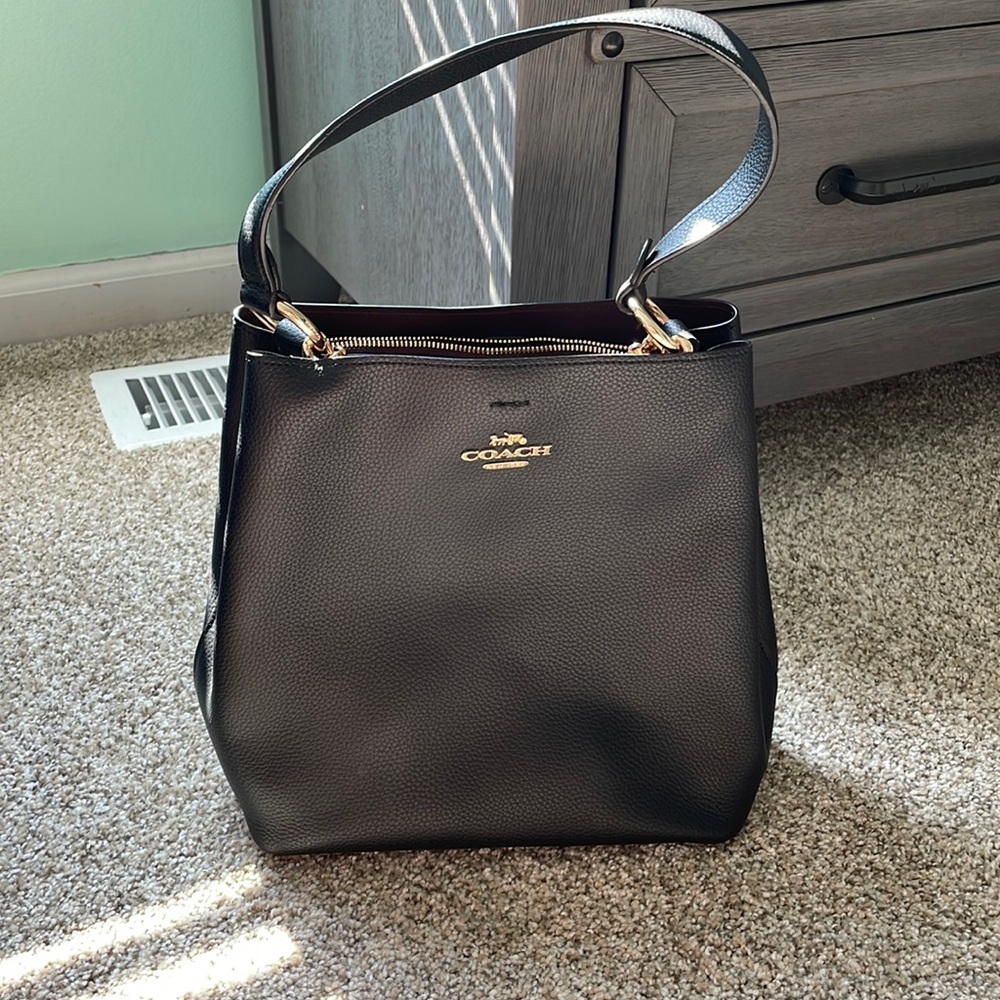 Black coach bucket purse